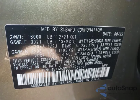 2023 Subaru Ascent Touring 7-Passenger from USA, damaged, VIN 4S4WMAWD6P3454823